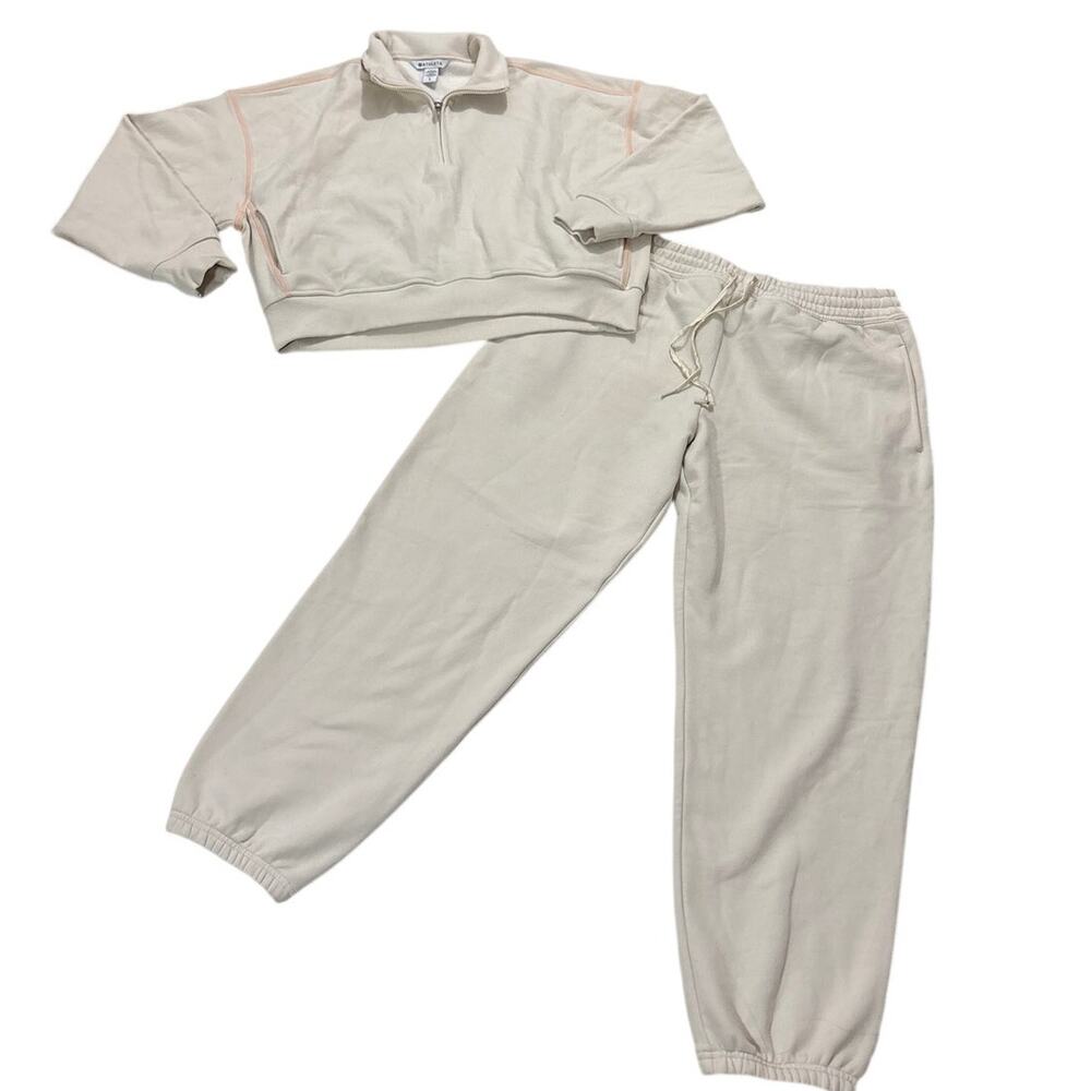 Athleta Womens Large Forever Fleece Quarter Zip Sweatshirt Sweatpants Sweatsuit